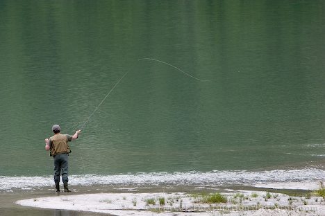 fly fishing at the lake